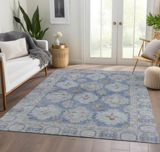 Piper Looms Chantille Border ACN1760 Blue Machine Washable Area Rug Lifestyle Image Feature