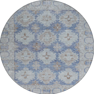 Piper Looms Chantille Border ACN1760 Blue Machine Washable Area Rug Round Main Image