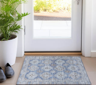 Piper Looms Chantille Border ACN1760 Blue Machine Washable Area Rug Scatter Lifestyle Image Feature