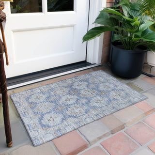 Piper Looms Chantille Border ACN1760 Blue Machine Washable Area Rug Scatter Outdoor Lifestyle Image Feature