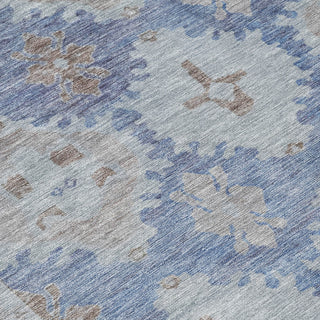 Piper Looms Chantille Border ACN1760 Blue Machine Washable Area Rug Swatch Image
