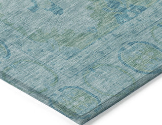 Piper Looms Chantille Border ACN1760 Teal Machine Washable Area Rug Corner Image
