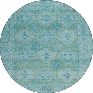 Piper Looms Chantille Border ACN1760 Teal Machine Washable Area Rug Round Main Image