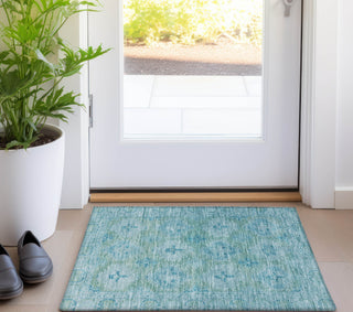 Piper Looms Chantille Border ACN1760 Teal Machine Washable Area Rug Scatter Lifestyle Image Feature
