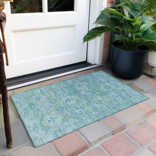 Piper Looms Chantille Border ACN1760 Teal Machine Washable Area Rug Scatter Outdoor Lifestyle Image Feature