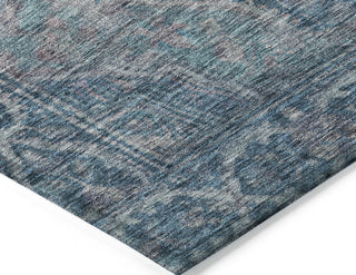 Piper Looms Chantille Border ACN1761 Denim Machine Washable Area Rug Corner Image