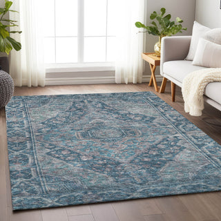 Piper Looms Chantille Border ACN1761 Denim Machine Washable Area Rug Lifestyle Image Feature