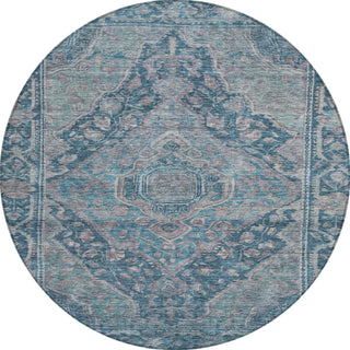 Piper Looms Chantille Border ACN1761 Denim Machine Washable Area Rug Round Main Image