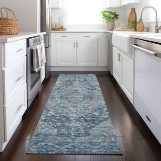 Piper Looms Chantille Border ACN1761 Denim Machine Washable Area Rug Runner Lifestyle Image Feature