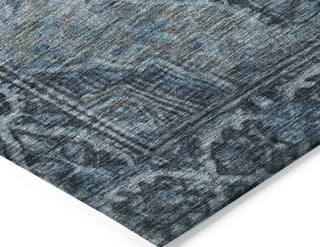 Piper Looms Chantille Border ACN1761 Navy Machine Washable Area Rug Corner Image