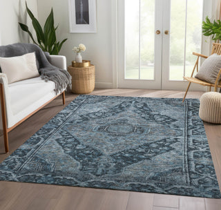 Piper Looms Chantille Border ACN1761 Navy Machine Washable Area Rug Lifestyle Image Feature