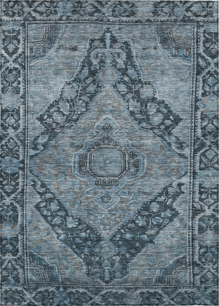 Piper Looms Chantille Border ACN1761 Navy Machine Washable Area Rug main image