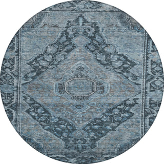 Piper Looms Chantille Border ACN1761 Navy Machine Washable Area Rug Round Main Image