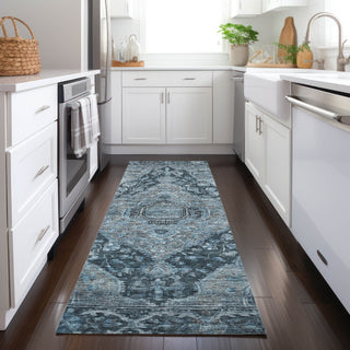 Piper Looms Chantille Border ACN1761 Navy Machine Washable Area Rug Runner Lifestyle Image Feature