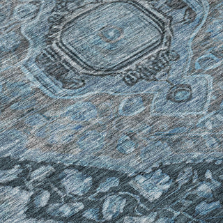 Piper Looms Chantille Border ACN1761 Navy Machine Washable Area Rug Swatch Image