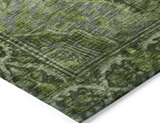 Piper Looms Chantille Border ACN1761 Olive Machine Washable Area Rug Corner Image