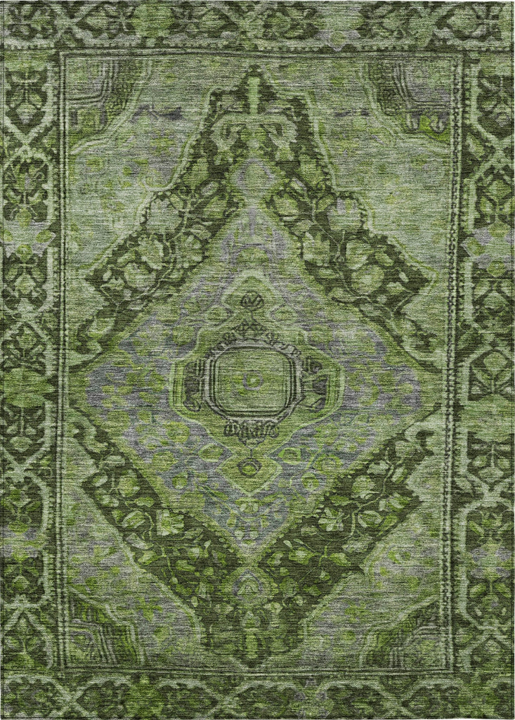 Piper Looms Chantille Border ACN1761 Olive Machine Washable Area Rug main image