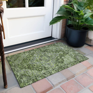 Piper Looms Chantille Border ACN1761 Olive Machine Washable Area Rug Scatter Outdoor Lifestyle Image Feature