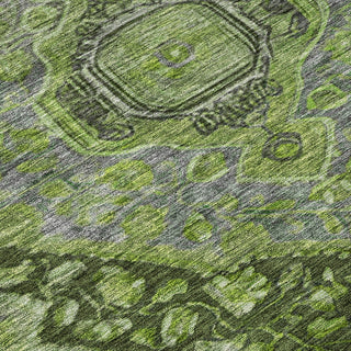 Piper Looms Chantille Border ACN1761 Olive Machine Washable Area Rug Swatch Image