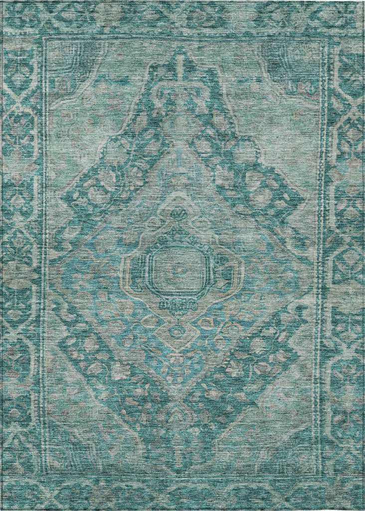 Piper Looms Chantille Border ACN1761 Teal Machine Washable Area Rug main image