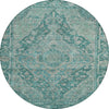 Piper Looms Chantille Border ACN1761 Teal Machine Washable Area Rug Round Main Image