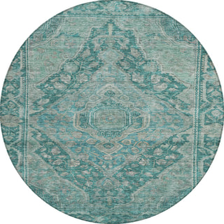 Piper Looms Chantille Border ACN1761 Teal Machine Washable Area Rug Round Main Image
