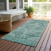 Piper Looms Chantille Border ACN1761 Teal Machine Washable Area Rug Runner Outdoor Lifestyle Image Feature