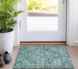 Piper Looms Chantille Border ACN1761 Teal Machine Washable Area Rug Scatter Lifestyle Image Feature