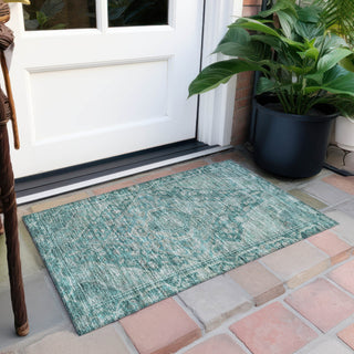 Piper Looms Chantille Border ACN1761 Teal Machine Washable Area Rug Scatter Outdoor Lifestyle Image Feature
