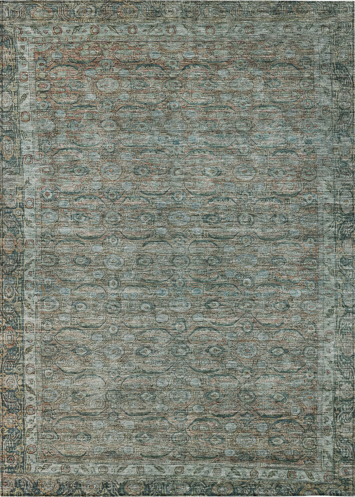 Piper Looms Chantille Border ACN1762 Teal Machine Washable Area Rug main image