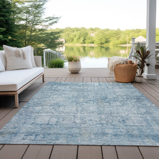 Piper Looms Chantille Modern ACN1764 Blue Machine Washable Area Rug Outdoor Lifestyle Image Feature