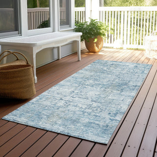 Piper Looms Chantille Modern ACN1764 Blue Machine Washable Area Rug Runner Outdoor Lifestyle Image Feature