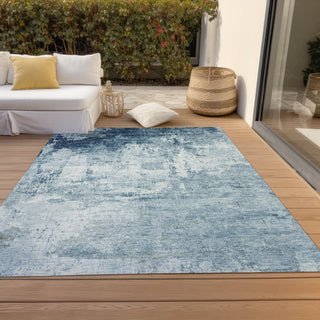 Piper Looms Chantille Modern ACN1766 Blue Machine Washable Area Rug Outdoor Lifestyle Image Feature