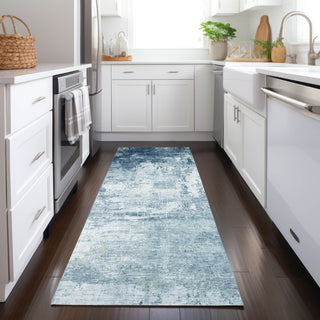 Piper Looms Chantille Modern ACN1766 Blue Machine Washable Area Rug Runner Lifestyle Image Feature