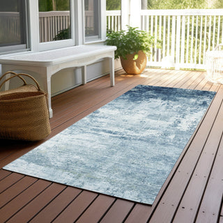 Piper Looms Chantille Modern ACN1766 Blue Machine Washable Area Rug Runner Outdoor Lifestyle Image Feature