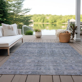Piper Looms Chantille Geometric ACN1768 Blue Machine Washable Area Rug Outdoor Lifestyle Image Feature
