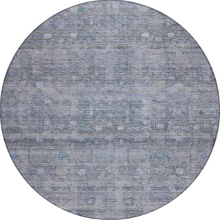 Piper Looms Chantille Geometric ACN1768 Blue Machine Washable Area Rug Round Main Image