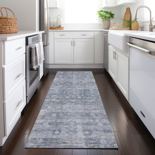 Piper Looms Chantille Geometric ACN1768 Blue Machine Washable Area Rug Runner Lifestyle Image Feature