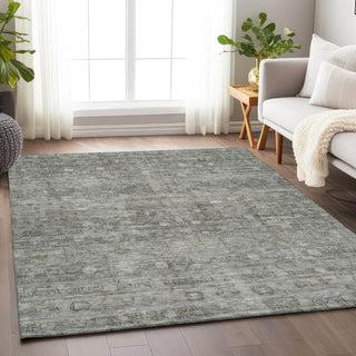 Piper Looms Chantille Geometric ACN1768 Pewter Machine Washable Area Rug Lifestyle Image Feature