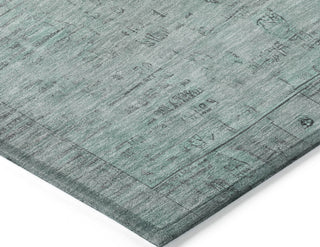 Piper Looms Chantille Border ACN1769 Aqua Machine Washable Area Rug Corner Image