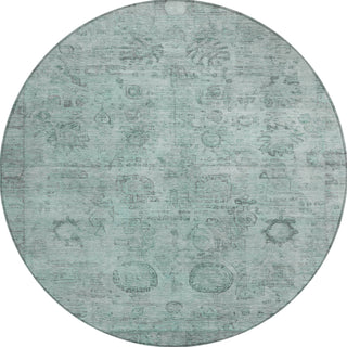 Piper Looms Chantille Border ACN1769 Aqua Machine Washable Area Rug Round Main Image