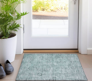 Piper Looms Chantille Border ACN1769 Aqua Machine Washable Area Rug Scatter Lifestyle Image Feature