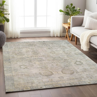 Piper Looms Chantille Border ACN1769 Linen Machine Washable Area Rug Lifestyle Image Feature