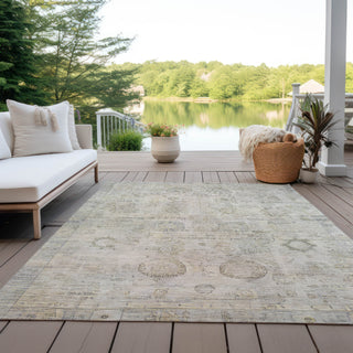 Piper Looms Chantille Border ACN1769 Linen Machine Washable Area Rug Outdoor Lifestyle Image Feature
