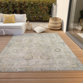 Piper Looms Chantille Border ACN1769 Linen Machine Washable Area Rug Outdoor Lifestyle Image Feature