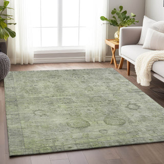 Piper Looms Chantille Border ACN1769 Sage Machine Washable Area Rug Lifestyle Image Feature