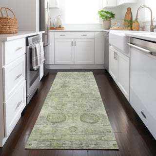 Piper Looms Chantille Border ACN1769 Sage Machine Washable Area Rug Runner Lifestyle Image Feature