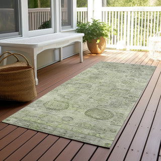 Piper Looms Chantille Border ACN1769 Sage Machine Washable Area Rug Runner Outdoor Lifestyle Image Feature