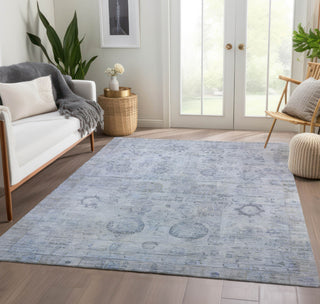 Piper Looms Chantille Border ACN1769 Sky Machine Washable Area Rug Lifestyle Image Feature