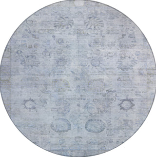Piper Looms Chantille Border ACN1769 Sky Machine Washable Area Rug Round Main Image